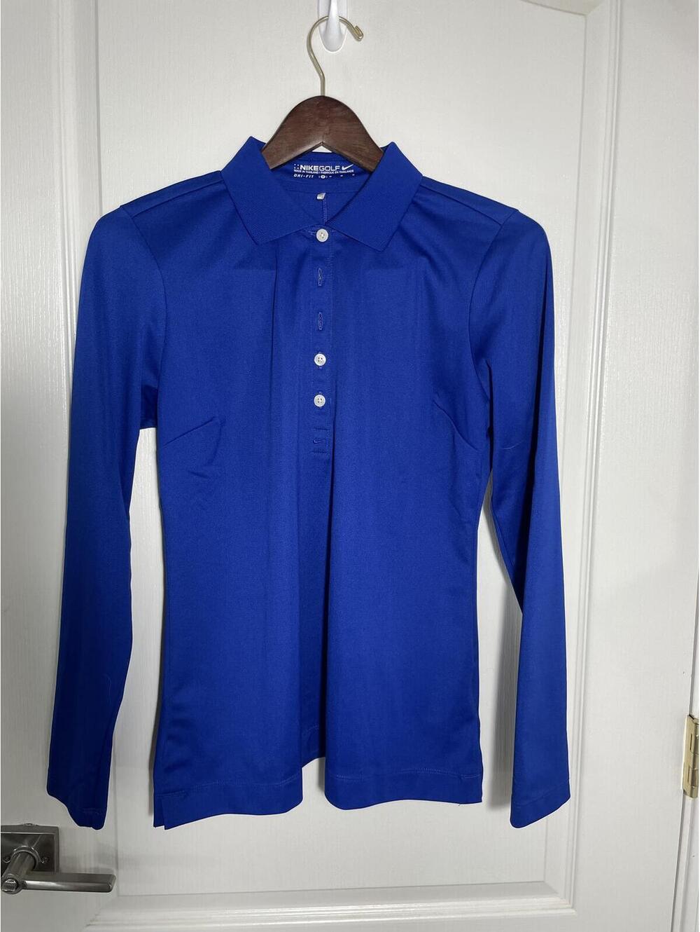 NIke Medium Women's golf long sleeve 5 button long sleeve polo royal blue